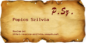 Popics Szilvia névjegykártya